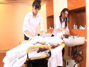Sexy japanese model in salon