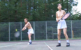 Lovely Asian dolls practicing nude fitness