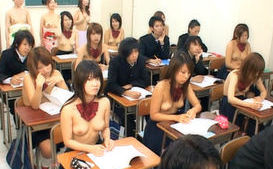 Hot Asian teens at half naked academy show it off!