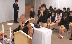 Asian girls go to church half nude