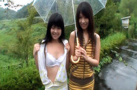 Chiwa Osaki and Anri Nonoka Asian teens having sex outdoors