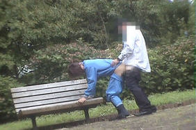 Sex on a bench through a spy cam
