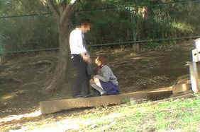 Hot Asian student has outdoor sex in the park