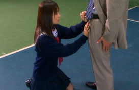Hikaru Ayuhara Japanese schoolgirl gives a blowjob