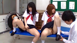 Candy ass schoolgirls enjoy oral sex and give cock riding