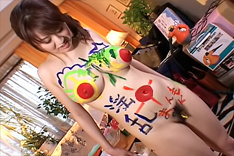 Nana Aoyama Naughty Asian Teen Is Used As A Painting Canvas And Has Her Big Tits Decorated