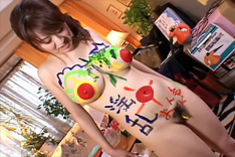 Nana Aoyama Naughty Asian Teen Is Used As A Painting Canvas And Has Her Big Tits Decorated